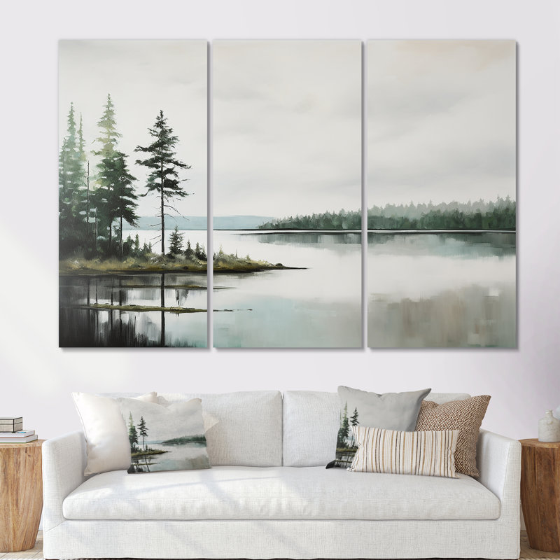 «Scandinavian Lake Tranquility III - River», ensemble d'art sur toile, Toile tendue, H 28 po x l 36 po x P 1 po