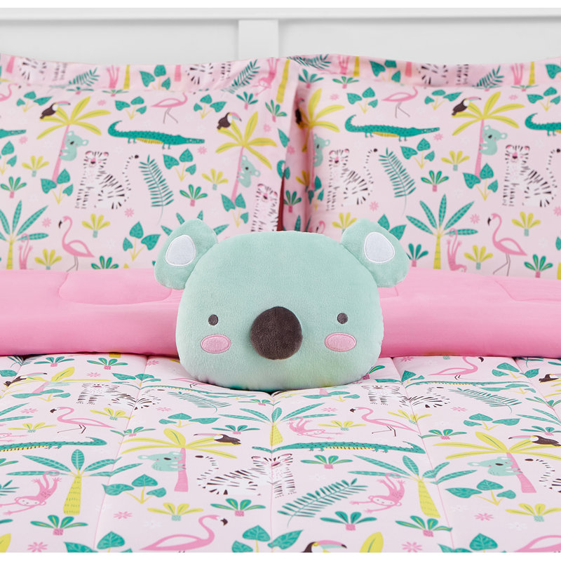 Ensemble d'édredon en microfibre rose Zinnia, Édredon simple et 1 taie décorative