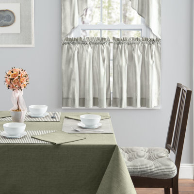 Charis Cotton Blend Striped Tailored Cafe Curtain