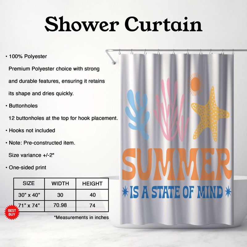 Tatiara Shower Curtain, H 74 po x l 71 po
