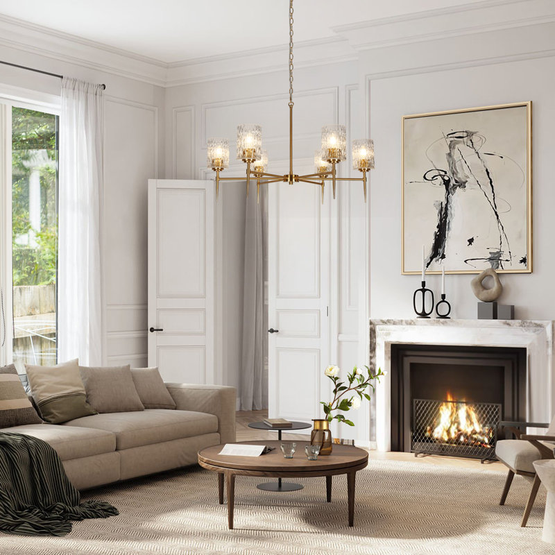 Lustre moderne 6 lumières à abat-jour Eton