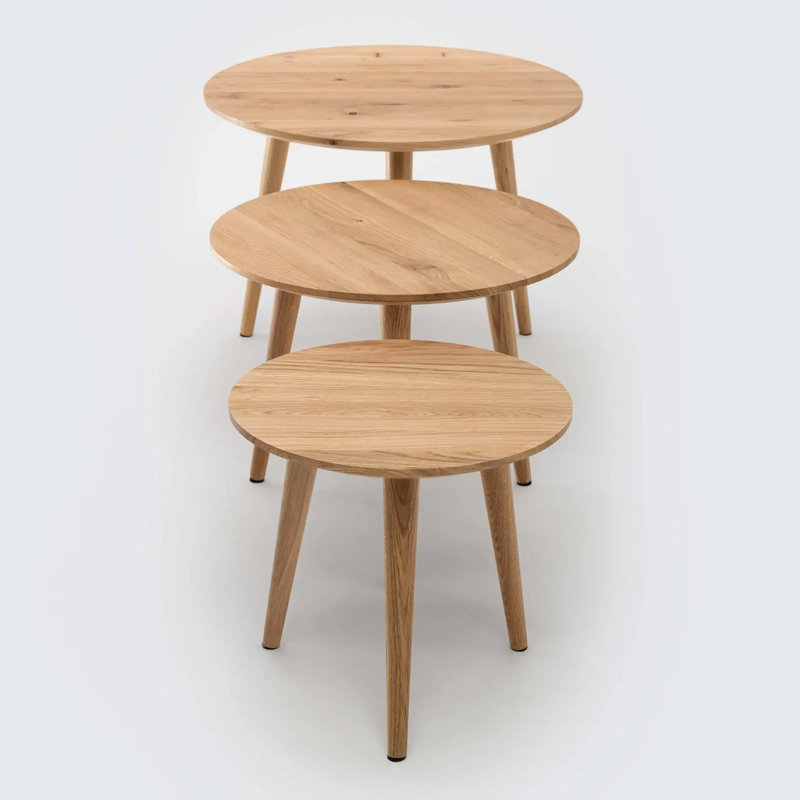 Moon Solid Wood Three Leg Coffee Table