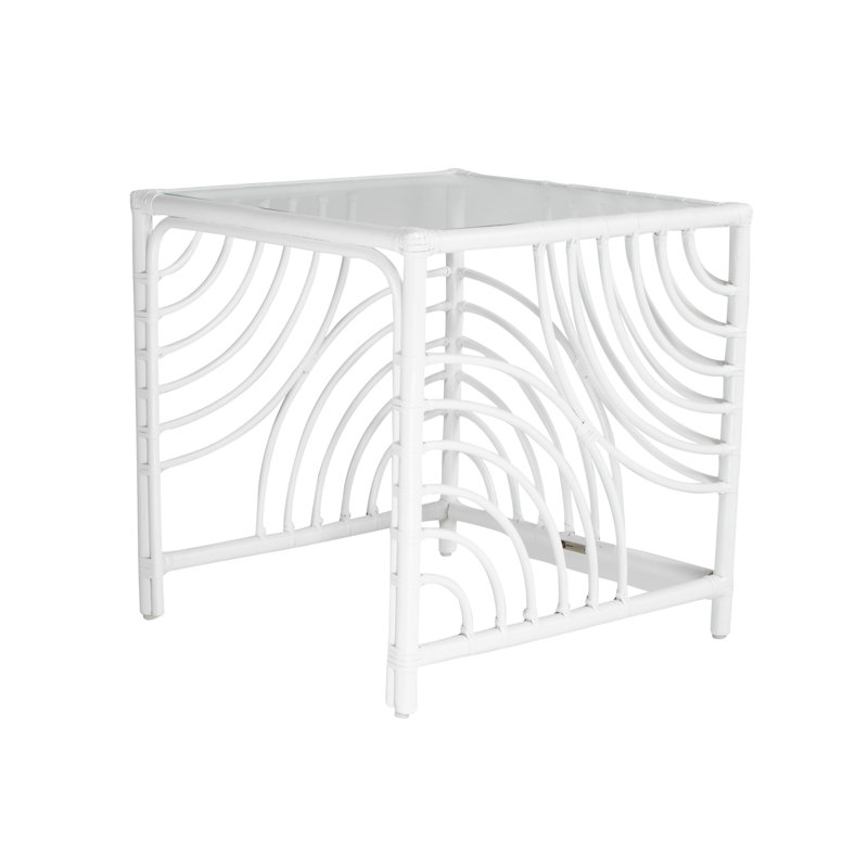 Swirl Glass Nesting End Table, White