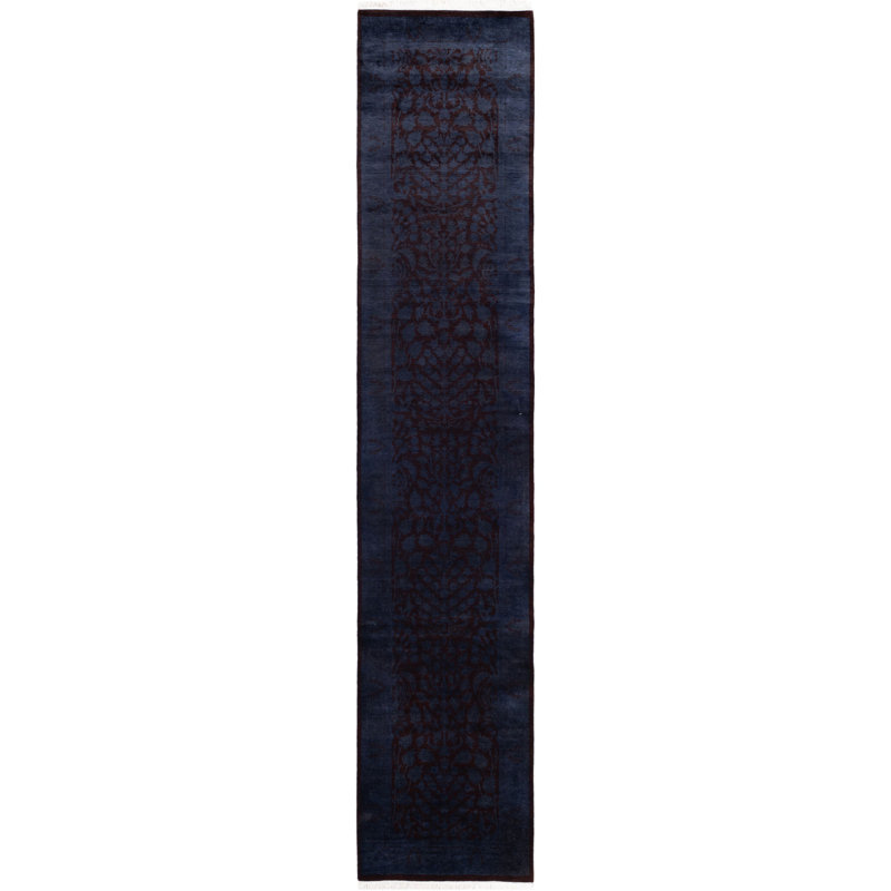 Overdyed One-of-a-Kind 2' 7" X 12' 9" Hand Knotted Area Rug
