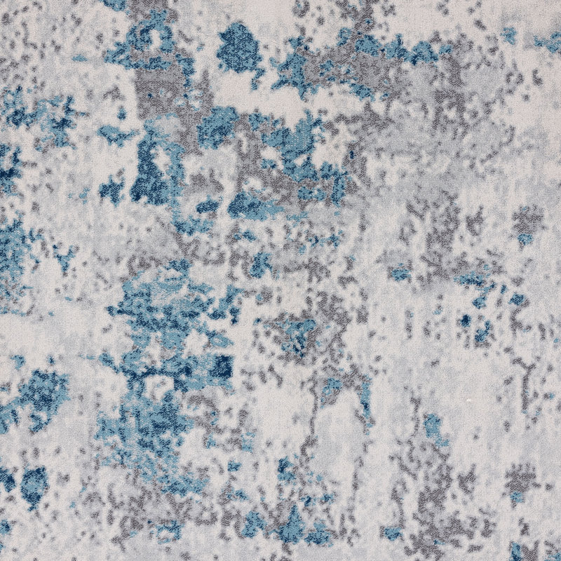 Longino Abstract Blue/Cream Indoor Area Rug for Living Room, Dining Room, Bedroom, Round 5'3"