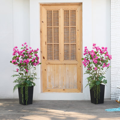 Adcock Faux Bougainvillea Tree 4FT - UV Resistant Silk Floral Tree with Big Planter and Decorative Plants