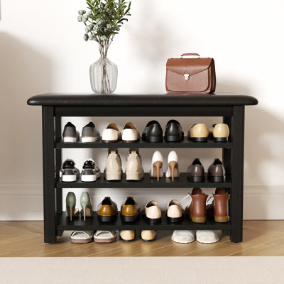 Banc de rangement pour chaussures en bois massif - hauteur de 39 pouces