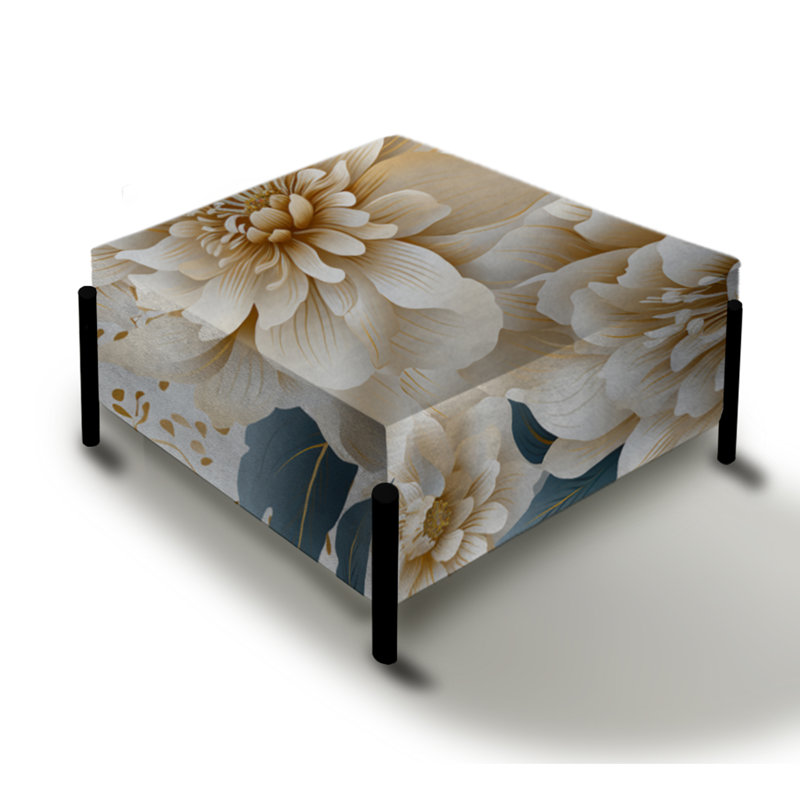 Motif subtil Mandalas Ii Boho - Grand repose-pieds carré floral