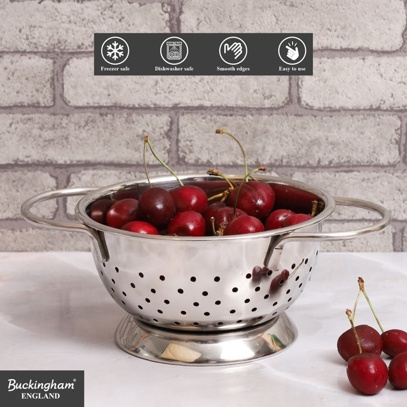 Buckingham Stainless Steel Colander Hemisphere Strainer 7.2 Litres, 7.8cm H x 17cm W x 14cm D