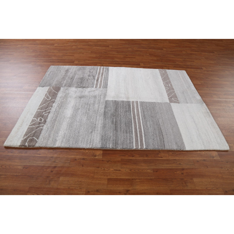 One-of-a-Kind 4'7" X 6'6" New Age Wool Area Rug Gray/Ivory/Silver