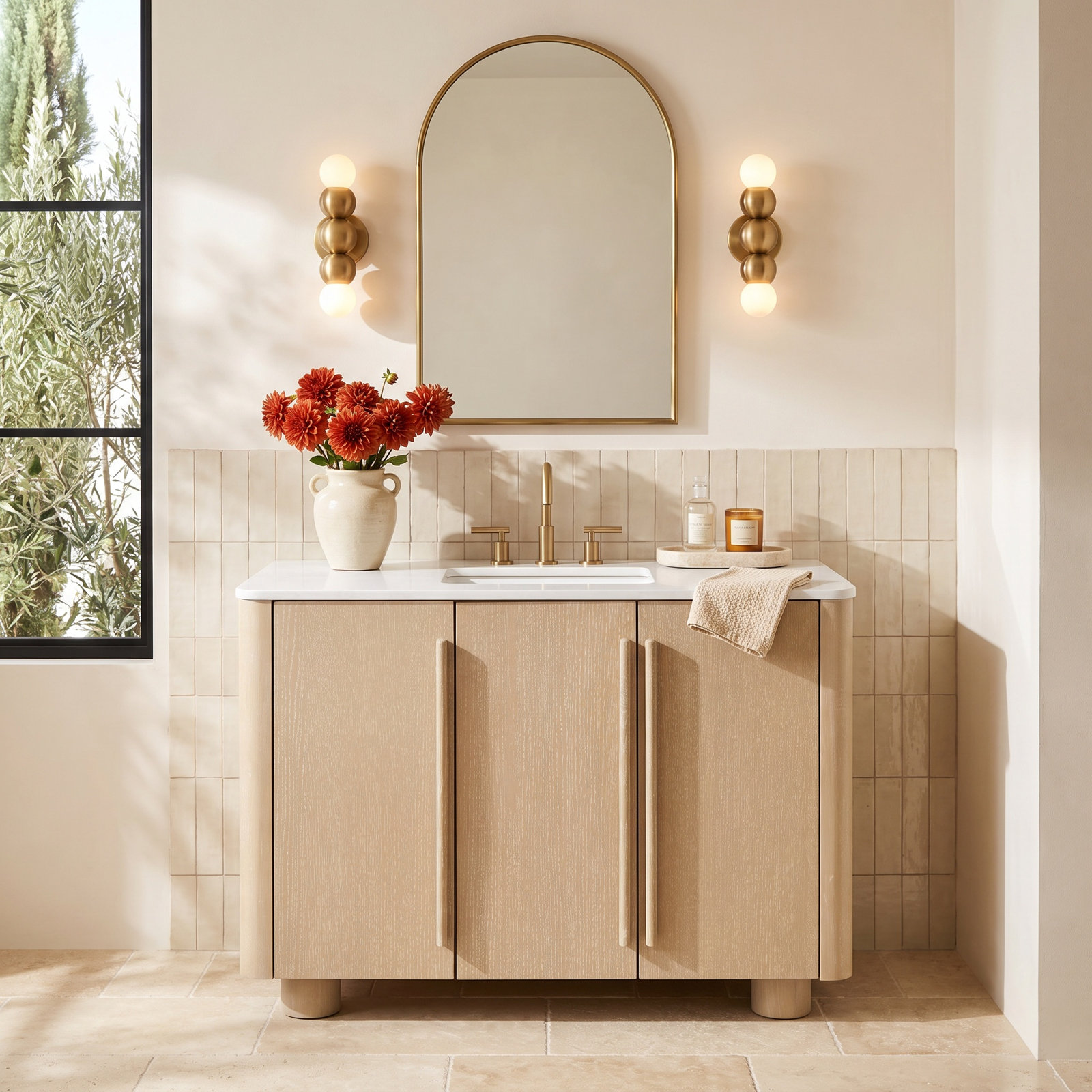 Carrara Marble Single Bathroom Vanity, 48"