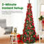 Sapin de Noël artificiel pré-illuminé avec installation instantanée et décorations de Noël élégantes pour une utilisation à l'intérieur