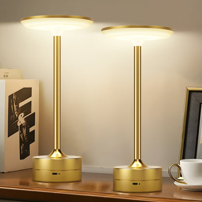 Lampe de table moderne sans fil à intensité variable, à DEL dorée, à commande tactile, rechargeable pour le bureau de la chambre à coucher
