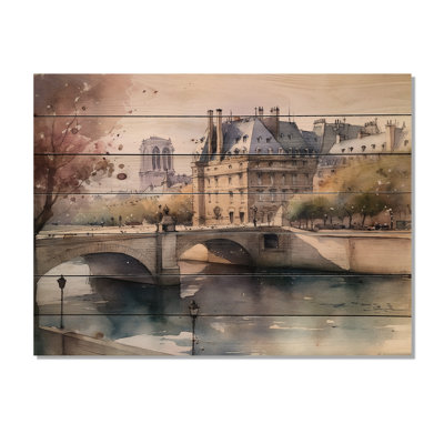 Aquarelle de Paris France IV sur bois