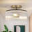 3-Light Drum Semi-Flush Mount Ceiling Light with Clear Ribbed Glass Shade