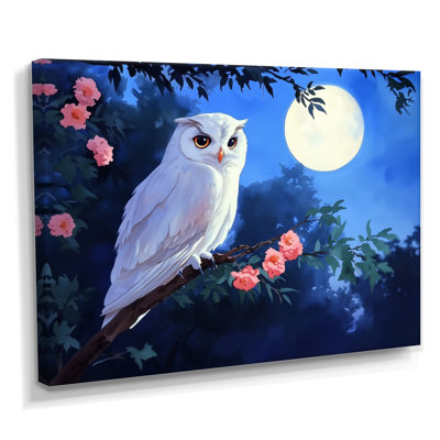 Chouette au clair de lune en dessin animé II - hibou, décoration murale
