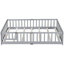 Lit double pleine grandeur avec barrière de sécurité et porte, gris, parfait pour les personnes et les espaces compacts-118038288-118038285