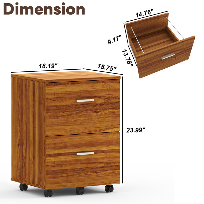 Demetres 2 Drawer Storage Drawer, Teak