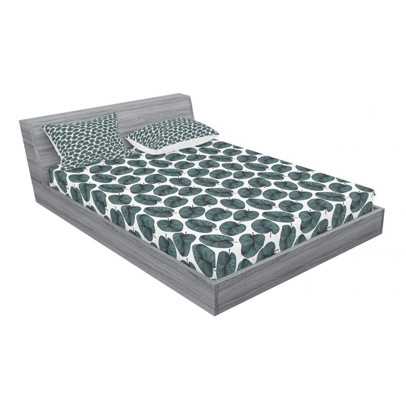 Ensemble de draps floral leaves, Ensemble de draps pour lit double avec un drap-hou