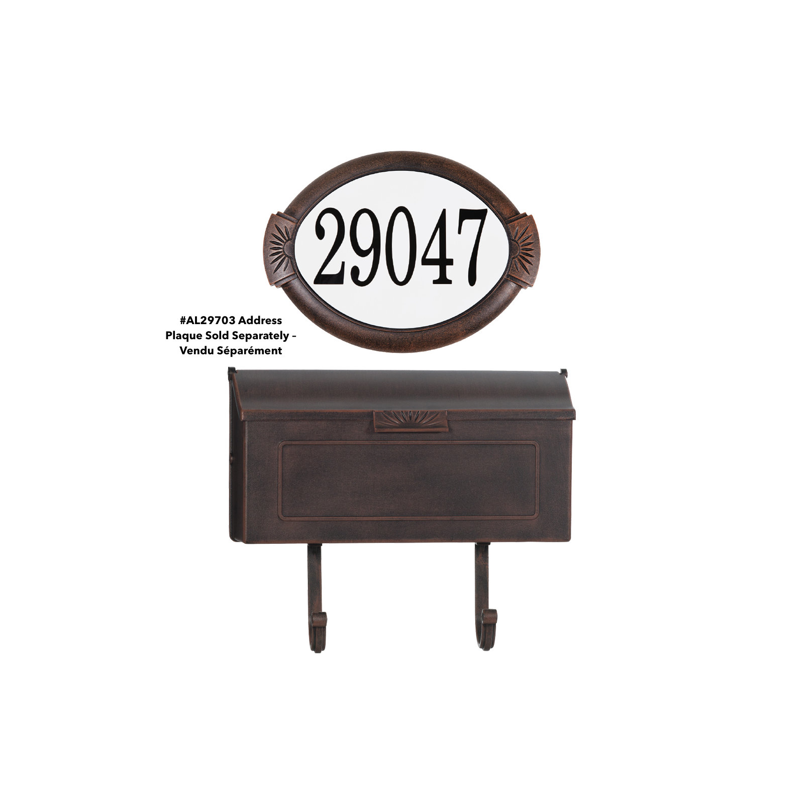 Cast Aluminum Wall Mounted Mailbox, Antique Copper