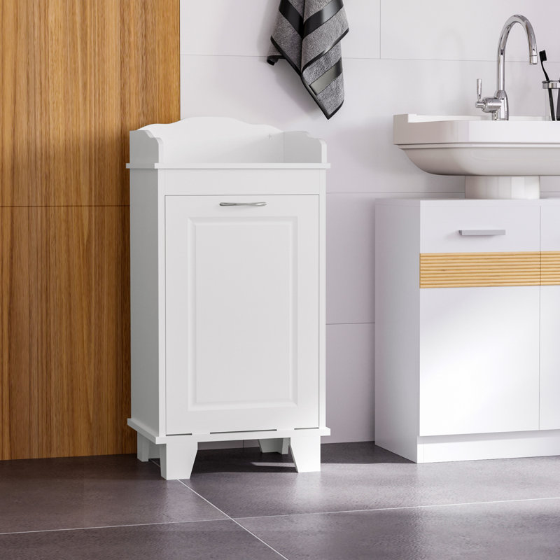 31" Tilt Out Laundry Hamper, Free Standing Home Organizer Hamper, Bathroom Storage Cabinet Bathroom Cabinet, White Cabinet