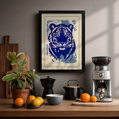 Striking Tiger Head Modern - Framed Print