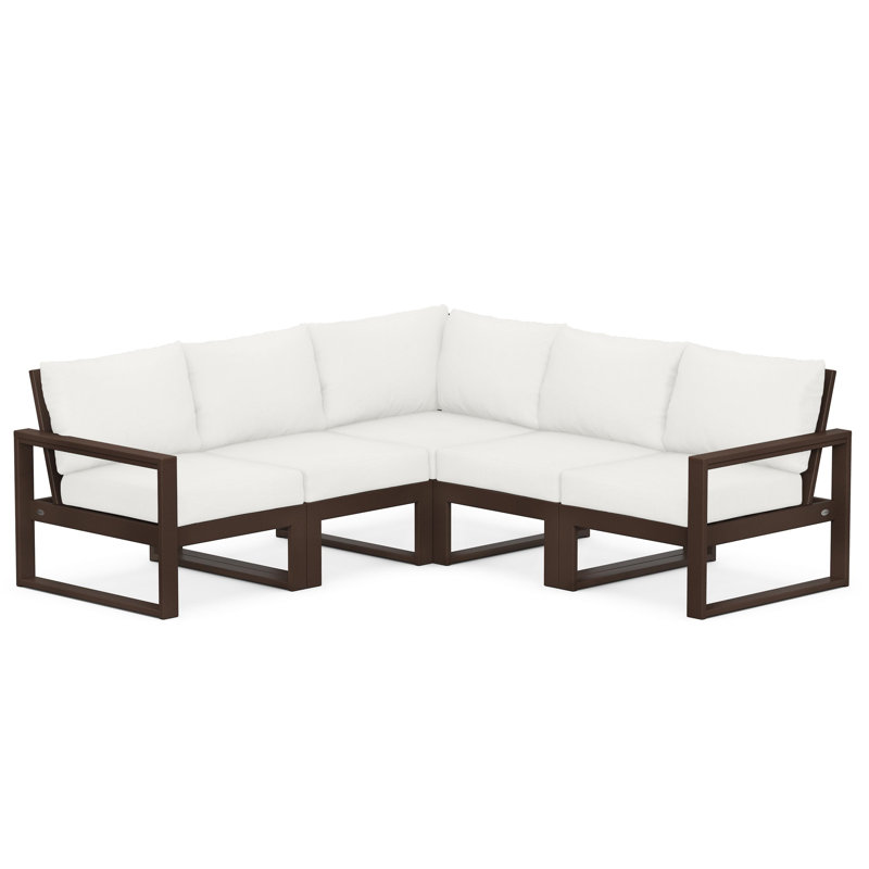 POLYWOOD® Edge 85" Patio Sectional, Mahogany, Natural