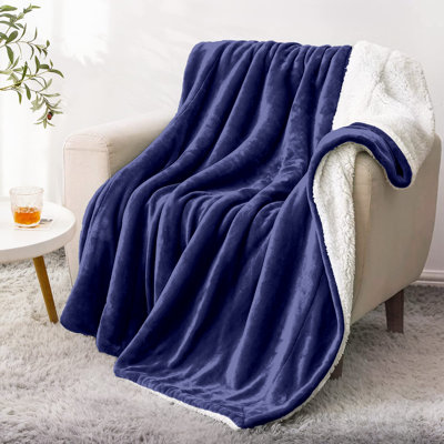 Sherpa Fleece Fur Thick Reversible Blanket Throw