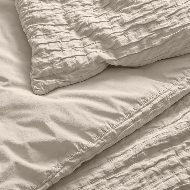 Popple Duvet Cover Set, Putty, King Duvet Cover + 2 King Shams