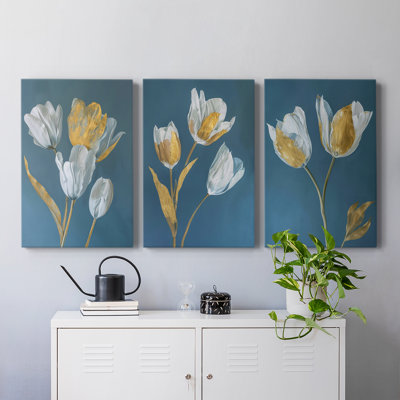 Floral Study Series XXXVII - Ensemble de toiles tendues avec châssis Premium - Prêt à être accroché