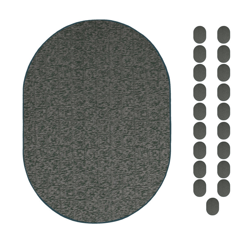 Ensemble de tapis intérieur / extérieur en nylon touffeté à la machine Barsden, Ovale 1 pi 6 po x 2 pi 3 po