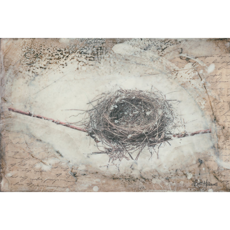 Hivernage - peinture, H 12 po x l 18 po, No, Toile encadrée noyer flottant