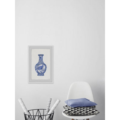 " Blue Patterned Vase " Painting Print