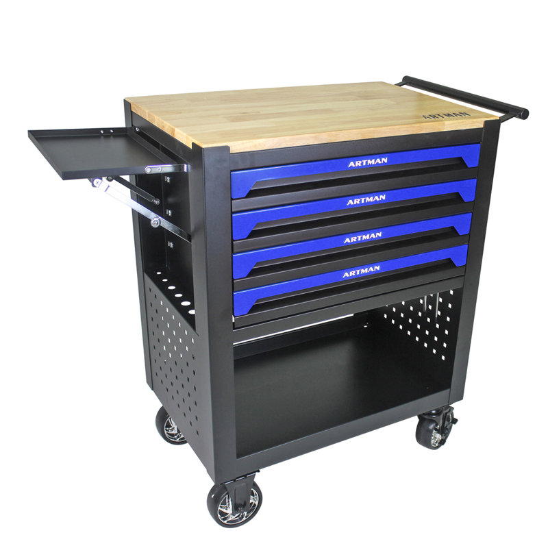 4 DRAWERS MULTIFUNCTIONAL TOOL CART, Blue/Black