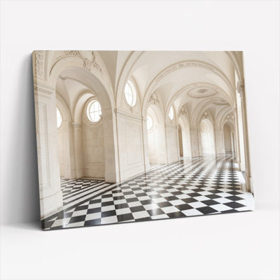 Ensemble de 1 tableau sur toile à motif damier en forme d'arche