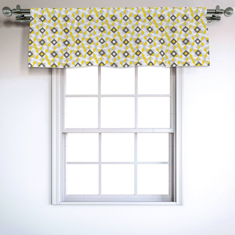 Sateen Geometric Ruffled Window Valance