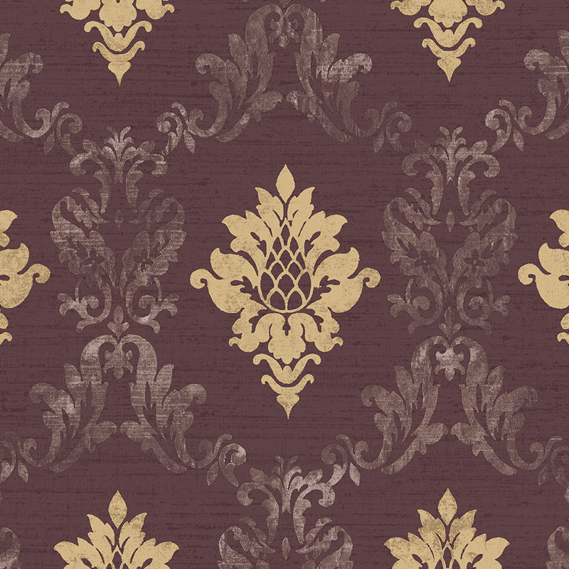 Damask Roll, Burgundy/Metallic Gold