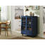 Armoire multifonctionnelle rétro bleue avec portes doubles en verre, tiroir spacieux et poignées en bronze, idéale pour le couloir de la chambre à coucher, étagère ajustable avec rangement minimaliste, plateau courbé gracieusement,-365108423