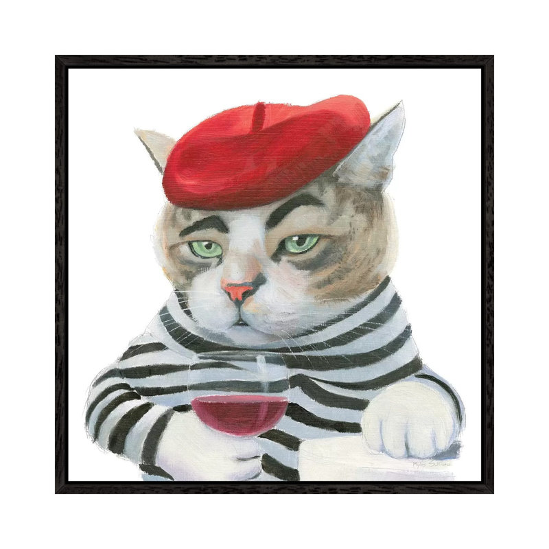 Cattitude III by Myles Sullivan - Floater Frame Print on Canvas, Black Framed Canvas, 66.04 cm H x 66.04 cm W