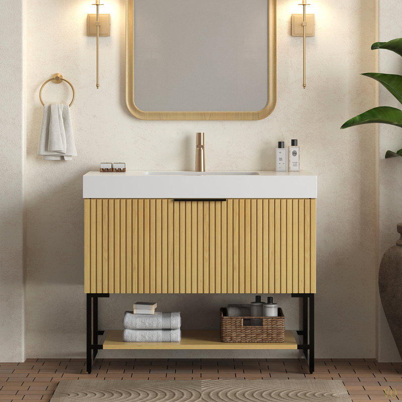 Meuble-lavabo de salle de bain 36 po YOLAN, Chêne doré