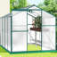 Serre en polycarbonate 6 pi x 8 pi, cadre en aluminium, serre ajustable 6 pi x 8 pi, base galvanisée, assemblage facile