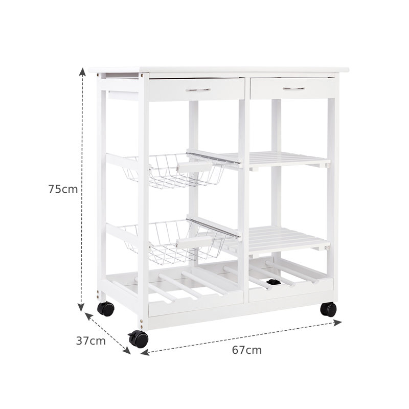 Myca Solid Wood Bar Cart, White