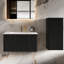 Armoire flottante pour salle de bain - chêne noir, avec rayures élégantes et mur de rangement brun, motifs rayés durables-1158466536