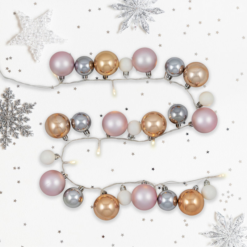 Ornament String Christmas Lights - Warm White - Clear Wire, Pink