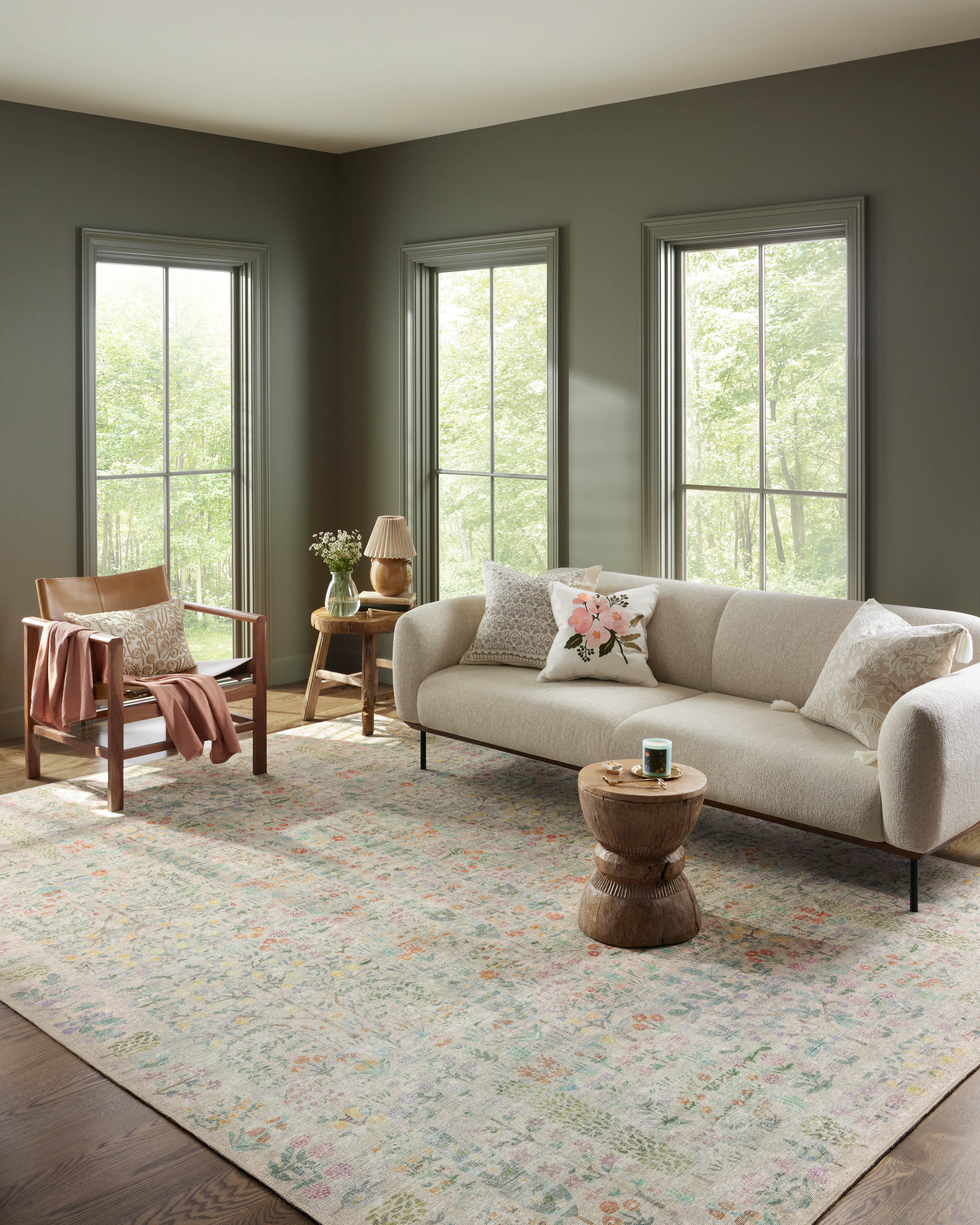 Rifle Paper Co. X Loloi Maison Grove Khaki Area Rug Rectangle 7'6" x 9'6"