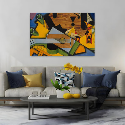 Nature morte à la guitare, 1913 - Estampe murale abstraite contemporaine représentant des fruits