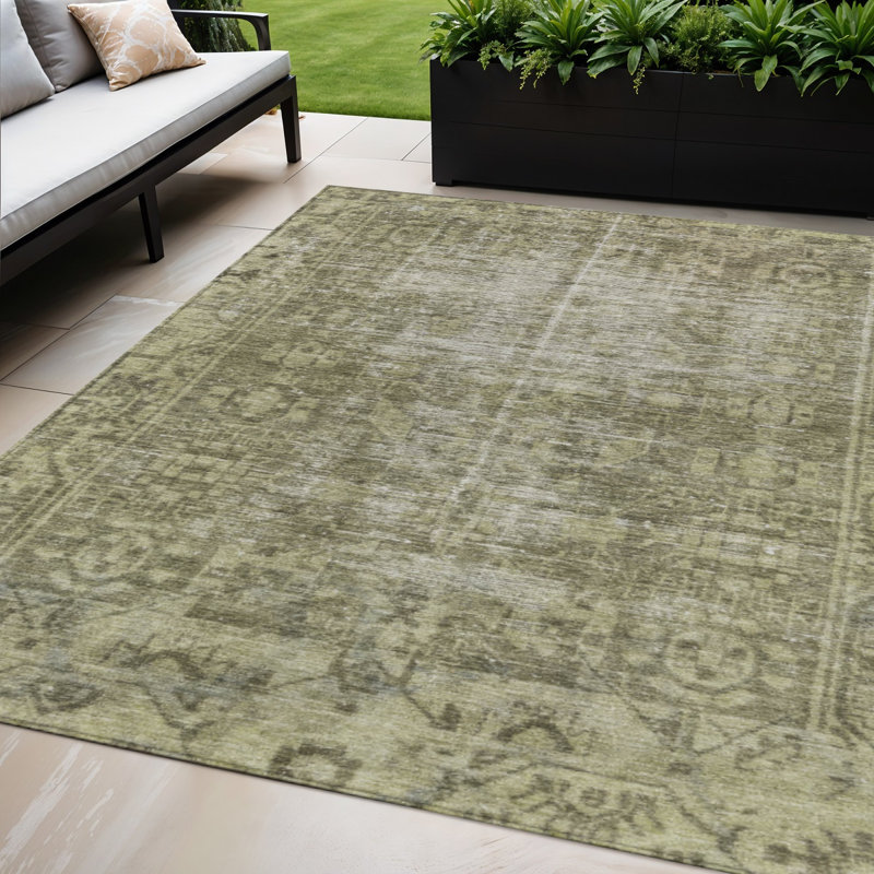 Tapis oriental lavable oriental vert olive 5 pi x 8 pi
