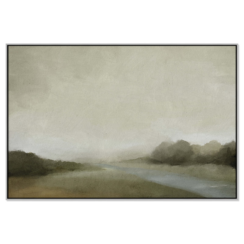 Peinture à l'aquarelle sur cadre flottant Vanora "Lovers Creek", H 41,5 po x l 61,5 po, Espresso