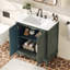 Meuble-lavabo vintage 30 po avec lavabo rectangulaire en céramique, meuble-lavabo antique avec sarcelle antique