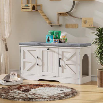Cat Box Litter Enclosure With Cushion